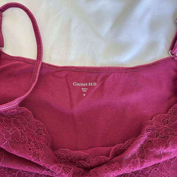 Garnet Hill Lace Trimmed Pink Womens Medium Cami Babydoll Y2K 90s Cottagecore - Picture 6 of 8